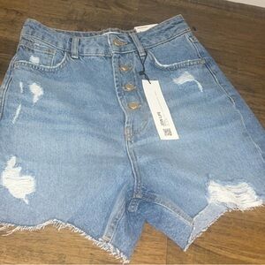 Zara Blue Jean Denim Cut Off  Shorts High-Rise Short NWT Size 2